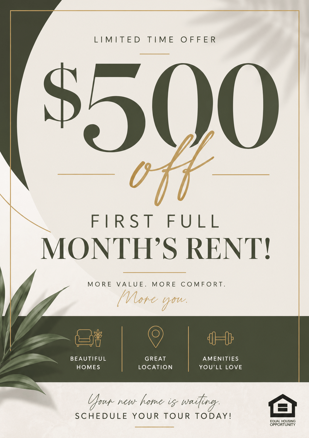 $500 first full months rent when you move in by 8/31/26!